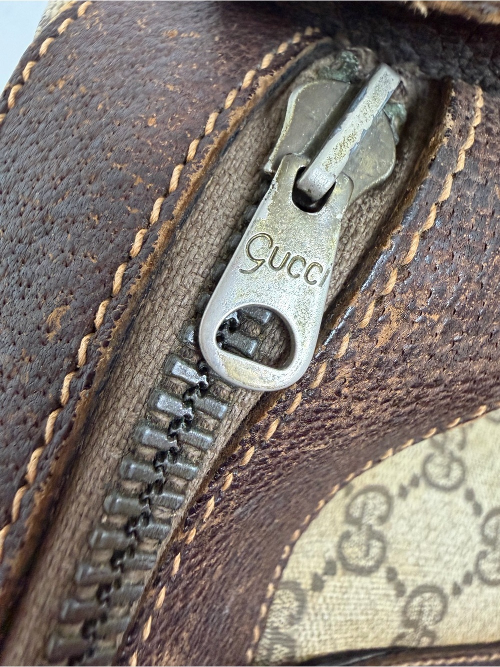 Vintage Gucci GG Monogram Boston Bag Brown Canvas & Leather - Picture 9 of 13